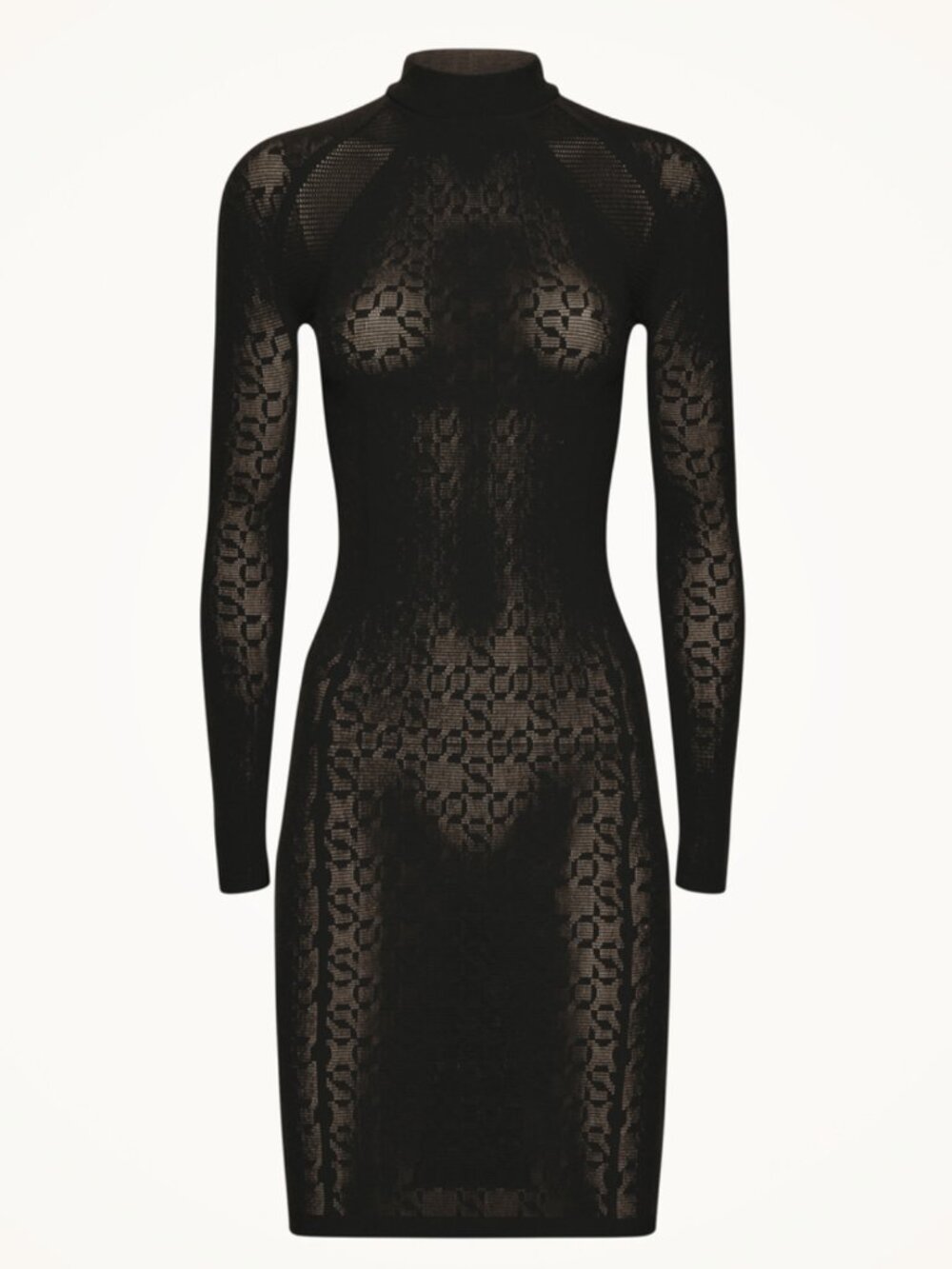 NWT Simkhai x Wolford Warp Knit Logo Long Sleeve Mini Dress Black Size Medium